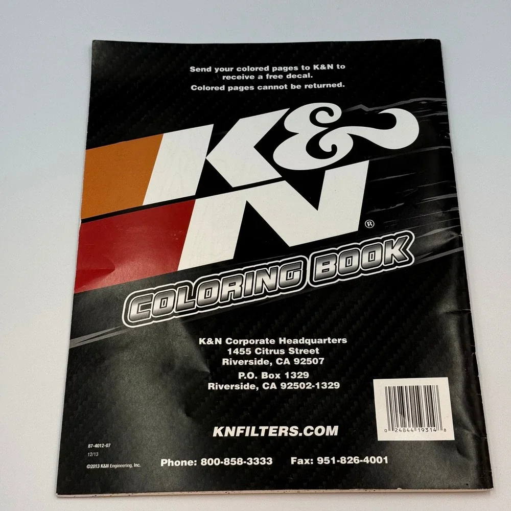 K&N Engineering Racing Coloring Book 2013 NASCAR Off-Road Dirt Bike‎ Promo